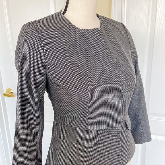 Ann Taylor 00P Grey Pokadot Blazer Suit Jacket w/ Pockets & Hidden Front Buttons - Picture 6 of 15